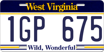 WV license plate 1GP675