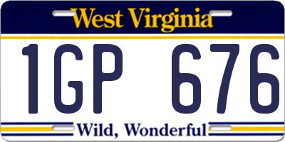 WV license plate 1GP676