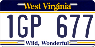 WV license plate 1GP677