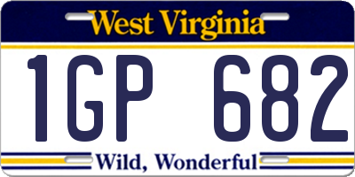 WV license plate 1GP682