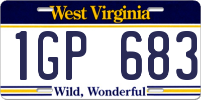 WV license plate 1GP683