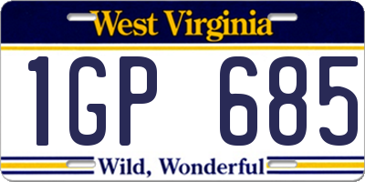 WV license plate 1GP685