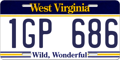 WV license plate 1GP686