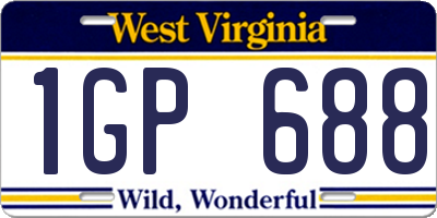 WV license plate 1GP688