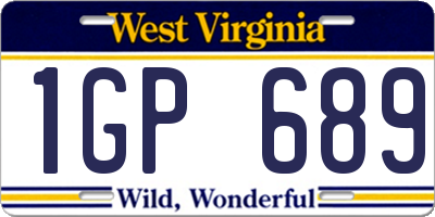 WV license plate 1GP689
