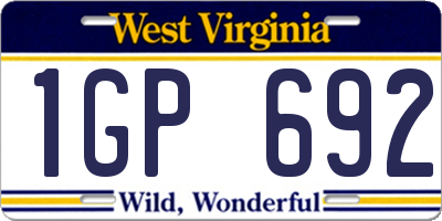 WV license plate 1GP692