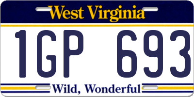 WV license plate 1GP693