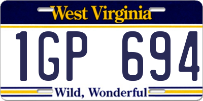WV license plate 1GP694