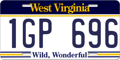 WV license plate 1GP696