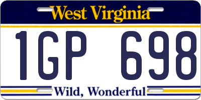 WV license plate 1GP698