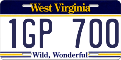 WV license plate 1GP700