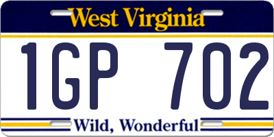 WV license plate 1GP702