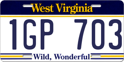 WV license plate 1GP703
