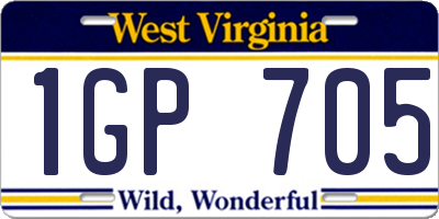WV license plate 1GP705