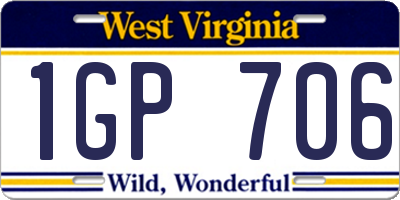 WV license plate 1GP706