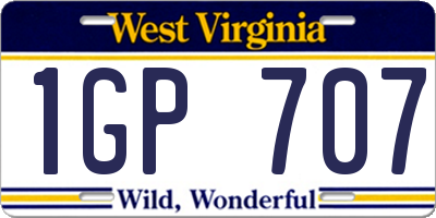 WV license plate 1GP707