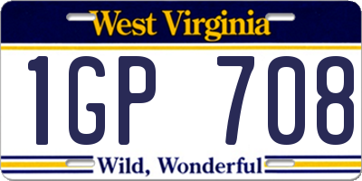 WV license plate 1GP708
