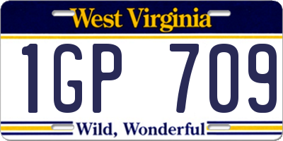 WV license plate 1GP709