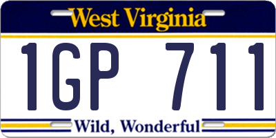 WV license plate 1GP711
