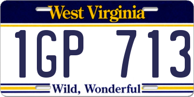WV license plate 1GP713