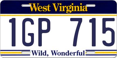 WV license plate 1GP715