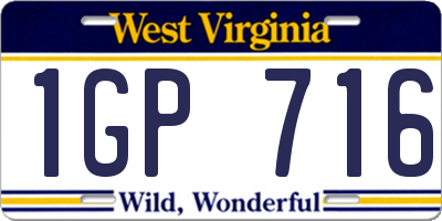 WV license plate 1GP716