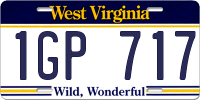 WV license plate 1GP717