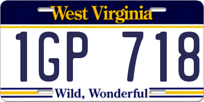 WV license plate 1GP718