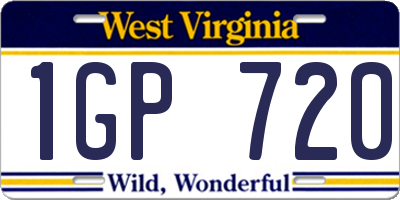 WV license plate 1GP720