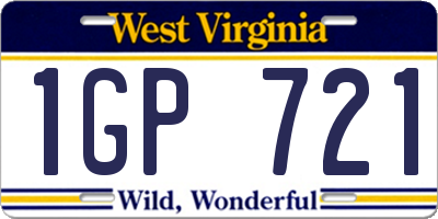 WV license plate 1GP721