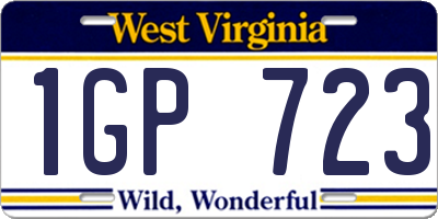 WV license plate 1GP723