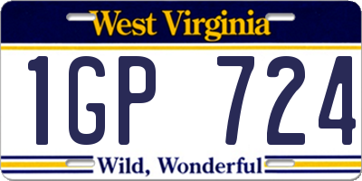 WV license plate 1GP724