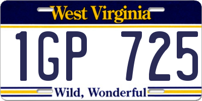 WV license plate 1GP725
