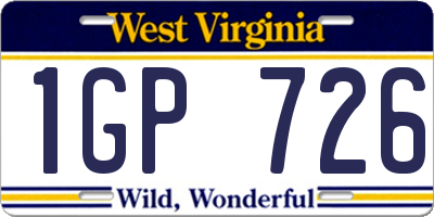 WV license plate 1GP726