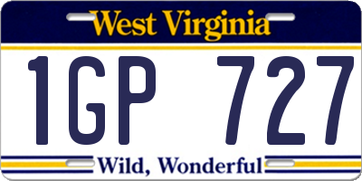 WV license plate 1GP727