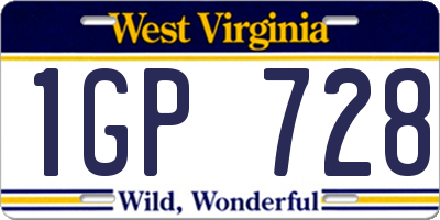 WV license plate 1GP728