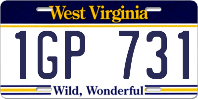 WV license plate 1GP731