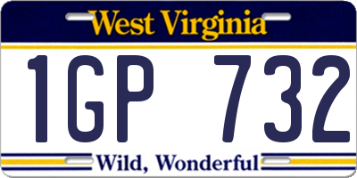 WV license plate 1GP732