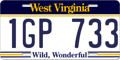 WV license plate 1GP733