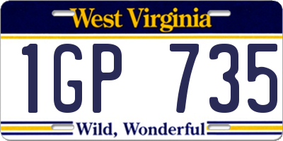 WV license plate 1GP735