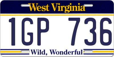 WV license plate 1GP736