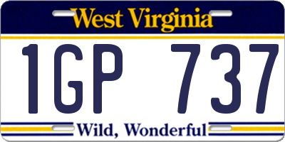 WV license plate 1GP737