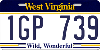 WV license plate 1GP739