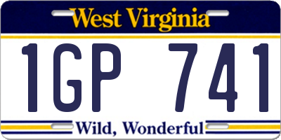 WV license plate 1GP741
