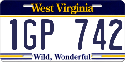 WV license plate 1GP742