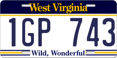 WV license plate 1GP743