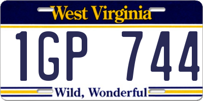 WV license plate 1GP744