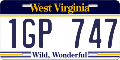 WV license plate 1GP747