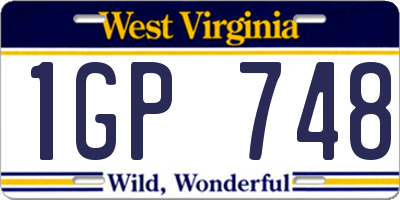 WV license plate 1GP748