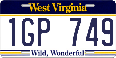 WV license plate 1GP749
